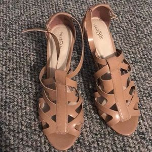Strappy faux leather high heel sandals